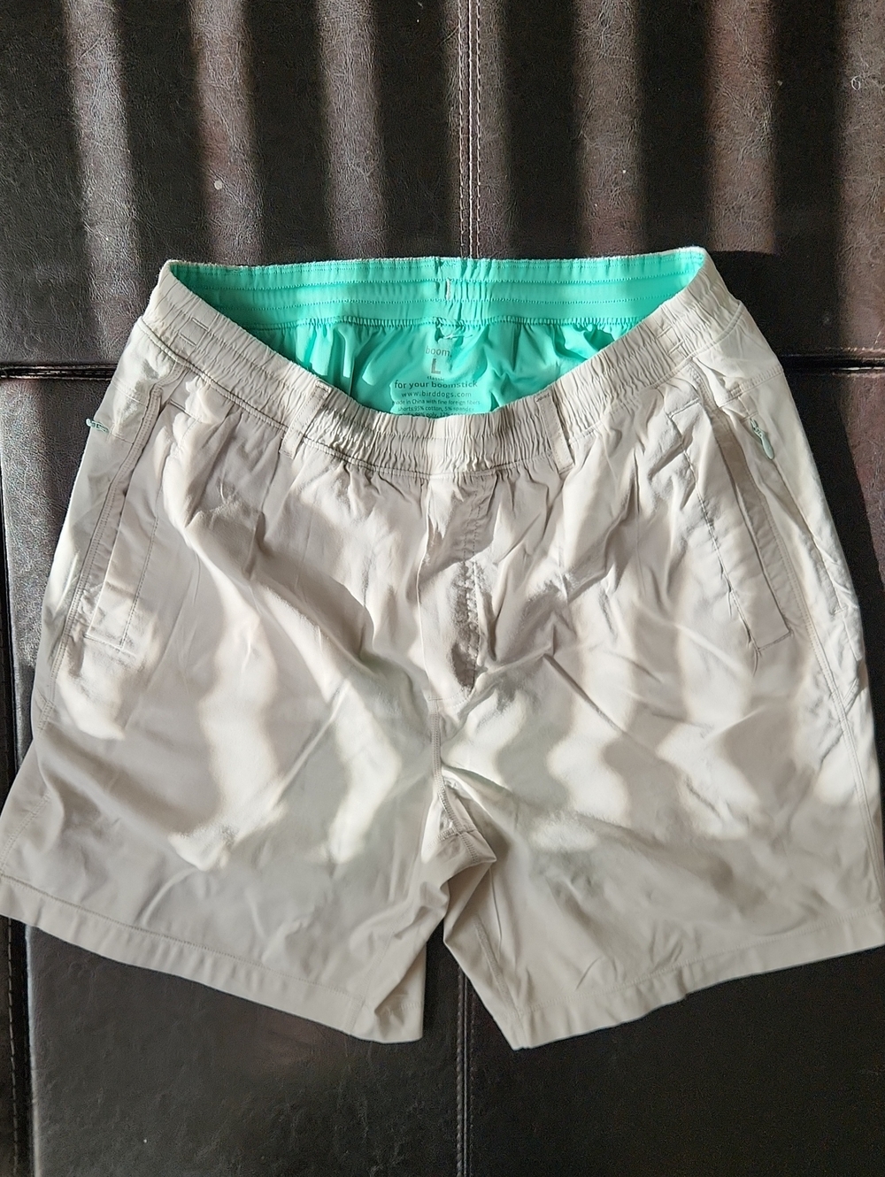 Birddogs Men's Beige Athletic Shorts with Mint Lining